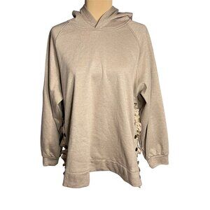 amaryllis by Ashlee Nichols Tan Ruffle Snap Hoodie Sweatshirt Size Large